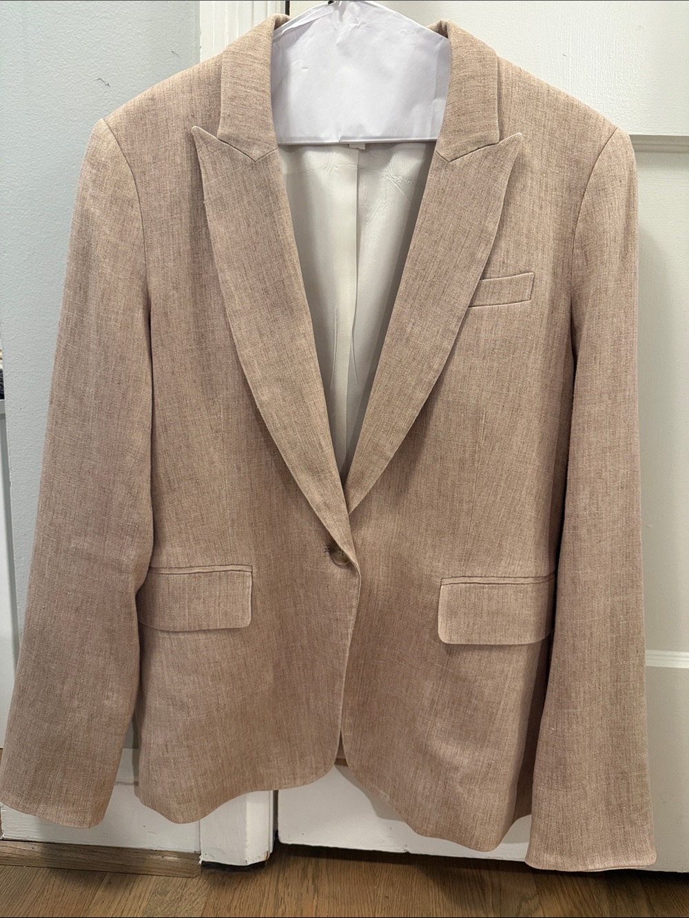 Veronica Beard Light Beige Tailored Single-Button Blazer
